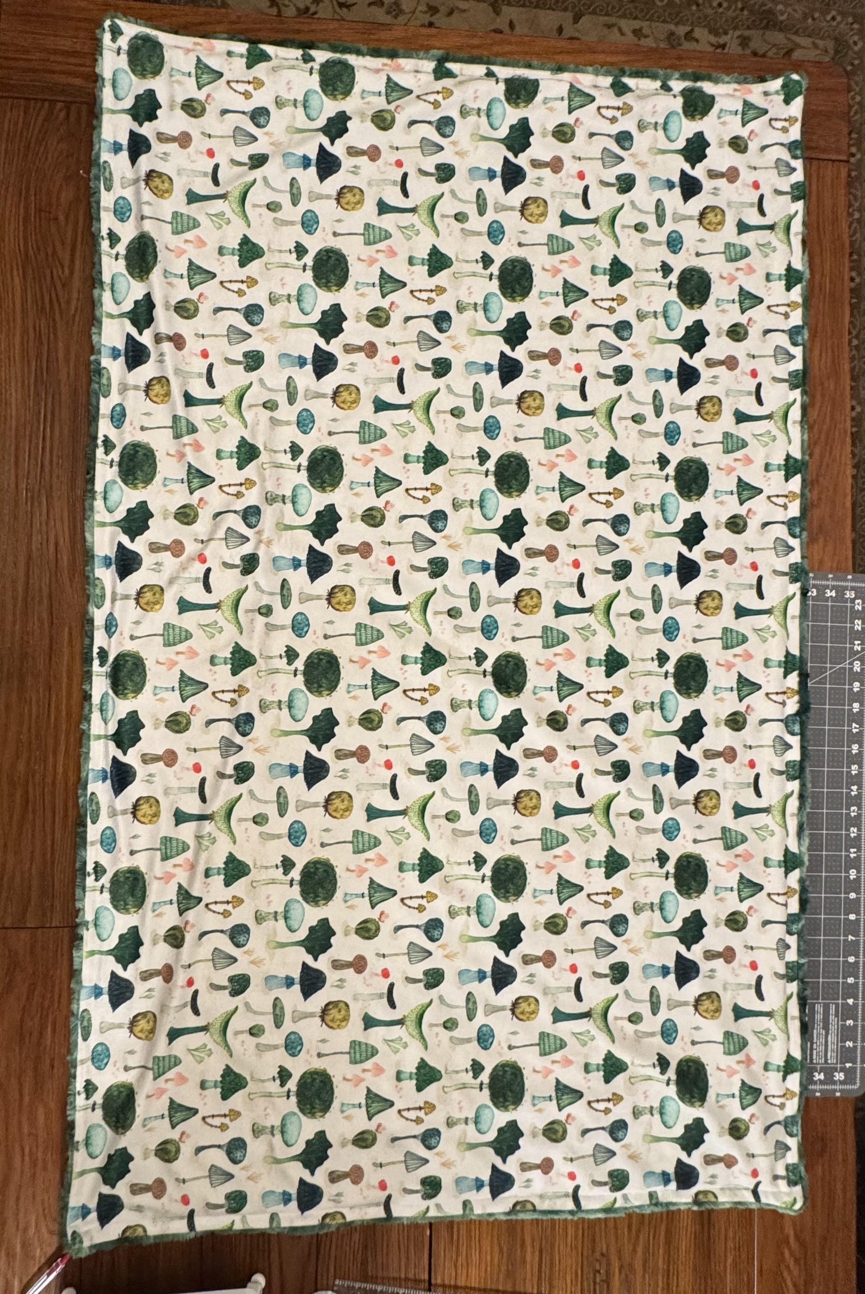 Highland Woobies minky blanket, draped.